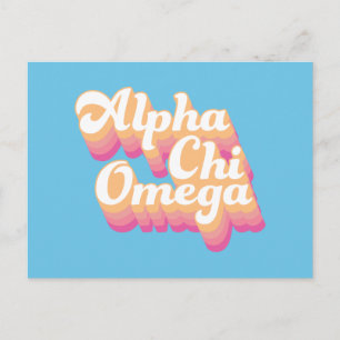 Alpha Chi Omega Groovy Script Postcard