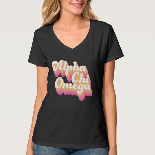 Alpha Chi Omega | Groovy Script T-Shirt (Front)