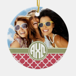 Alpha Chi Omega   Monogram and Photo Ceramic Tree Decoration