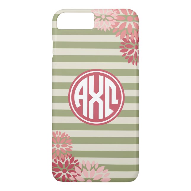Alpha Chi Omega | Monogram Stripe Pattern Case-Mate iPhone Case (Back)