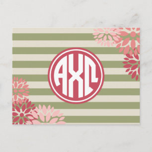 Alpha Chi Omega Monogram Stripe Pattern Postcard