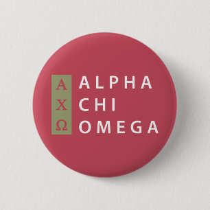 Alpha Chi Omega   Stacked Logo 6 Cm Round Badge