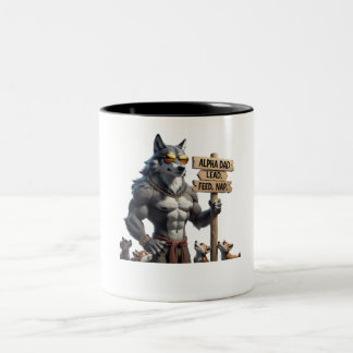 Alpha Dad – Funny Wolf Pack Leader  Two-Tone Coffee Mug