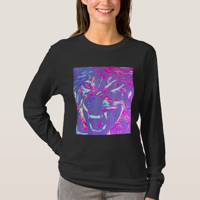 Alpha Face Angry Leader Wolf T-Shirt (Front)