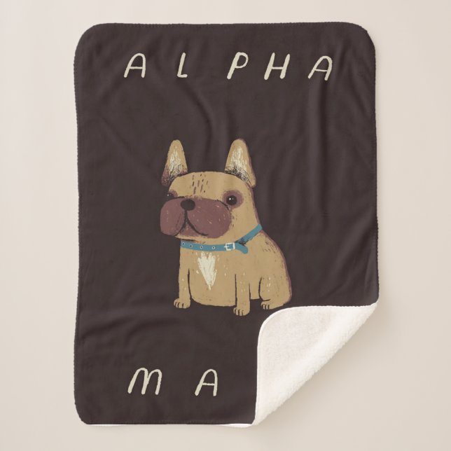 alpha frenchie sherpa blanket (Front)