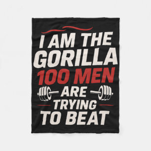 Alpha Gorilla Gym Bodybuilding Funny Bold Workout Fleece Blanket