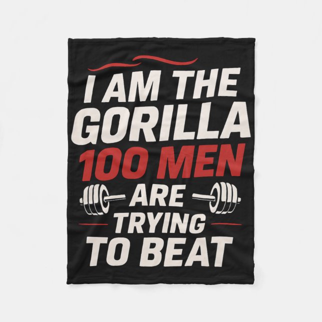 Alpha Gorilla Gym Bodybuilding Funny Bold Workout  Fleece Blanket (Front)