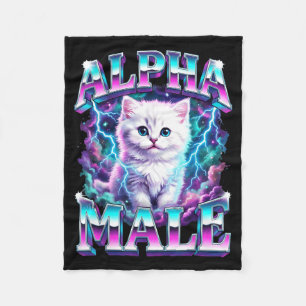 Alpha male cat kitten funny for men women fleece blanket