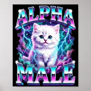 Alpha male cat kitten funny for men women poster