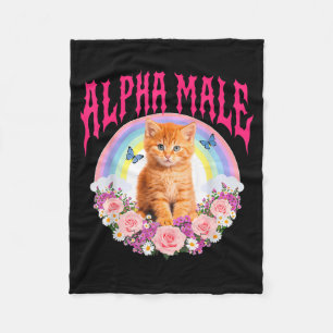 Alpha Male Funny Cute Cat Coquette Aesthetic Fleece Blanket