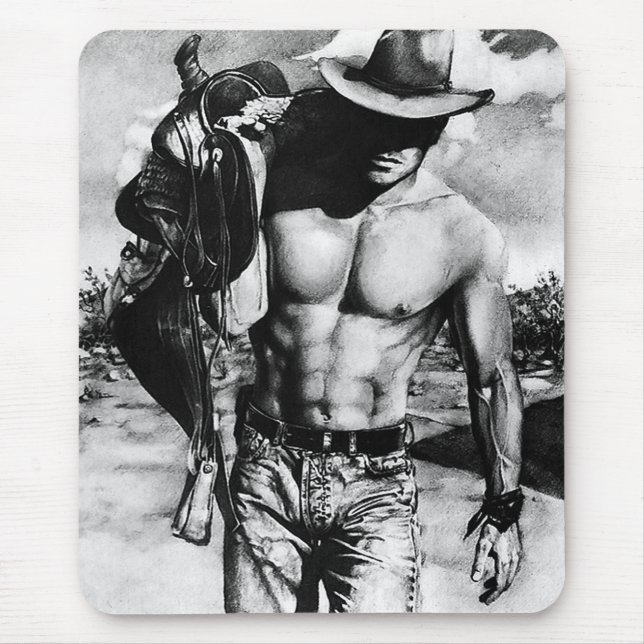 Alpha Male Masculine Fine Art Cowboy Cool  Mouse Pad (Front)