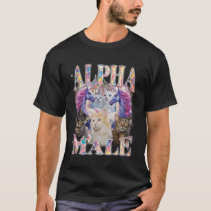 Alpha Male Unicorn Cat Ironic Vintage Bootleg Men T-Shirt