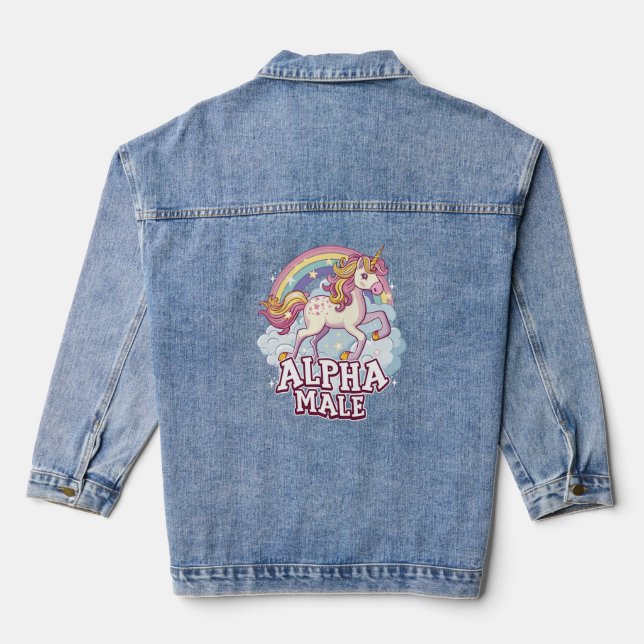 Alpha Male Unicorn Denim Jacket (Back)