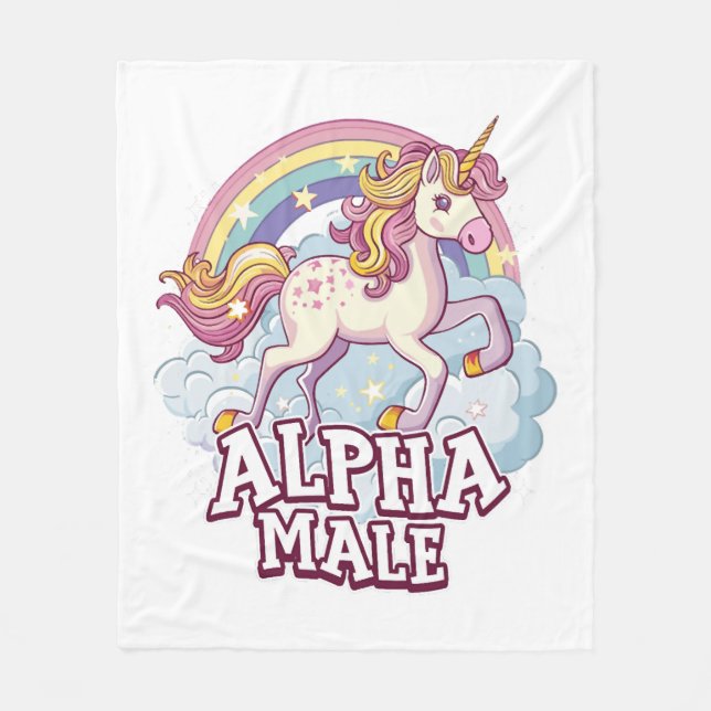 Alpha Male Unicorn Fleece Blanket (Front)