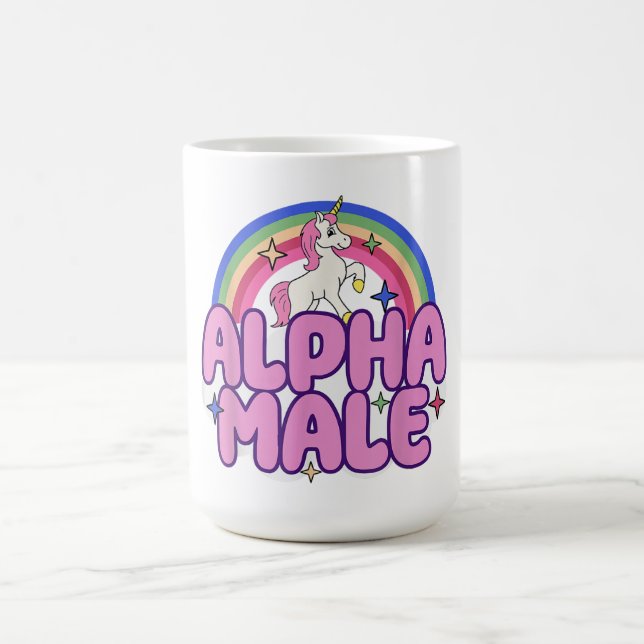 Alpha Male Unicorn Funny Sarcastic Ironic Weird Y2 Coffee Mug (Center)