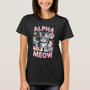 Alpha Meow Male Cute Cat Kittens Unicorn Rainbow M T-Shirt