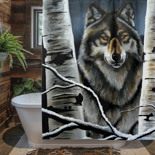 Alpha Timber Wolf Poplar Trees Shower Curtain (Creator Uploaded)