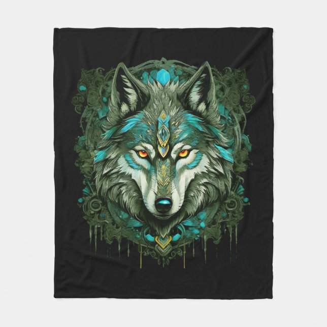 Alpha Wolf Fleece Blanket (Front)