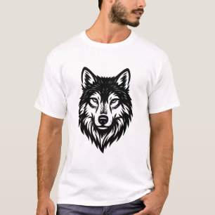 Alpha Wolf Head High Contrast Black and White Grap T-Shirt