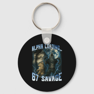 Alpha Wolf Loading 67 Percent Savage Funny Wolves Key Ring