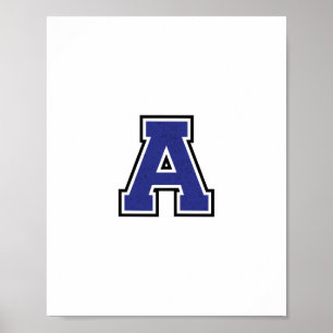 Alphabet A in Blue Colour Poster