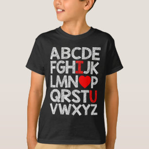 Alphabet Abc I Love U T Shirt Valentines Day Heart