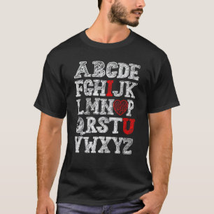 Alphabet ABC I Love You Heart English Teacher Vale T-Shirt