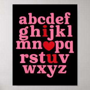 Alphabet Abc I Love You Heart Funny Valentines Day Poster