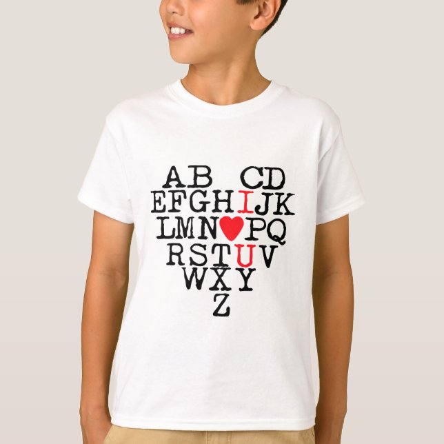 Alphabet Abc I Love You T Shirt Valentines Day Hea (Front)