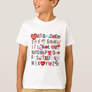 Alphabet Abc I Love You T Shirt Valentines Day Hea