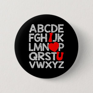 Alphabet Abc I Love You T Shirt Valentines Day Hea 6 Cm Round Badge
