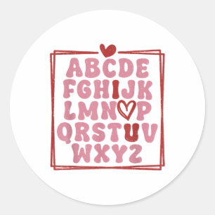 Alphabet Abc I Love You T Shirt Valentines Day Hea Classic Round Sticker