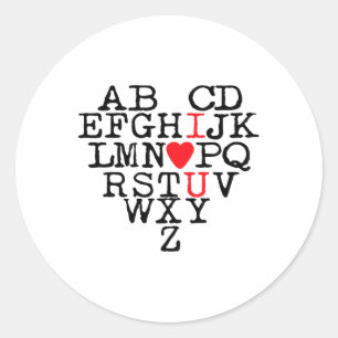 Alphabet Abc I Love You T Shirt Valentines Day Hea Classic Round Sticker