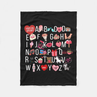 Alphabet Abc I Love You T Shirt Valentines Day Hea Fleece Blanket
