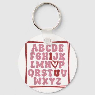 Alphabet Abc I Love You T Shirt Valentines Day Hea Key Ring
