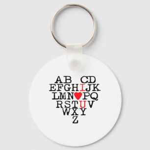 Alphabet Abc I Love You T Shirt Valentines Day Hea Key Ring
