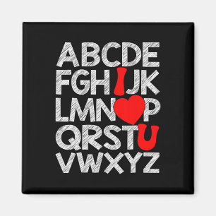 Alphabet Abc I Love You T Shirt Valentines Day Hea Magnet