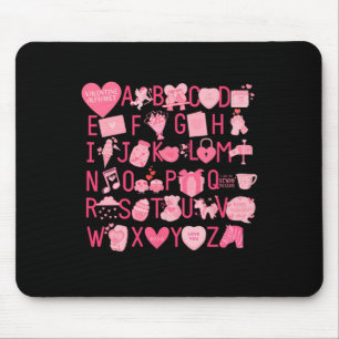 Alphabet Abc I Love You T Shirt Valentines Day Hea Mouse Pad