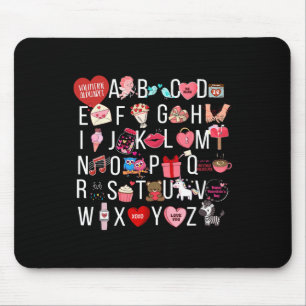 Alphabet Abc I Love You T Shirt Valentines Day Hea Mouse Pad