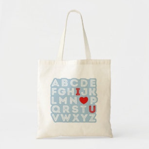 Alphabet ABC I Love You Tote Bag