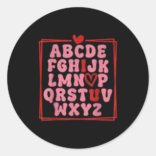 Alphabet Abc I Love You Valentines Day Heart  Classic Round Sticker
