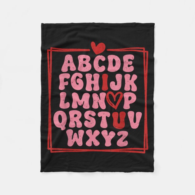 Alphabet Abc I Love You Valentines Day Heart  Fleece Blanket (Front)
