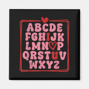 Alphabet Abc I Love You Valentines Day Heart  Magnet