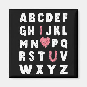 Alphabet Abc I Love You Valentines Day Heart  Magnet