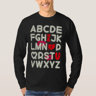 Alphabet ABC I Love You  Valentines Day Heart T-Shirt