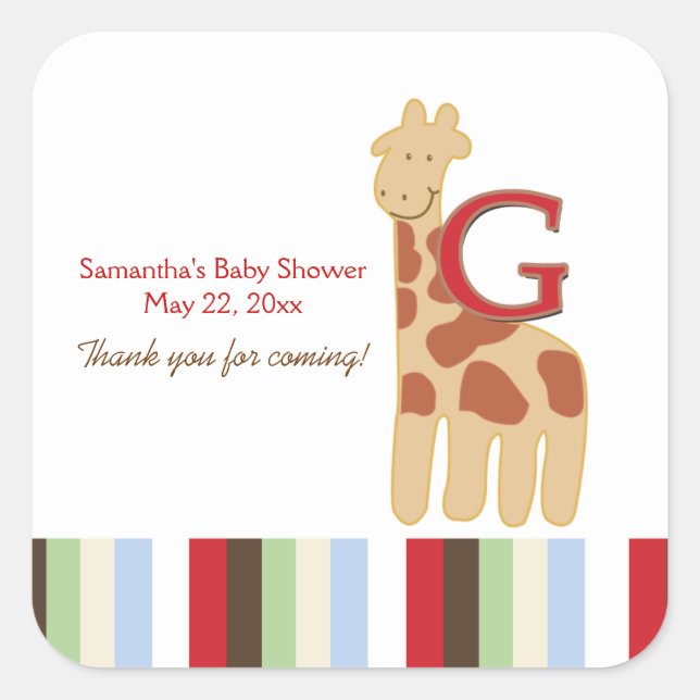 Alphabet ABC Soup (Giraffe) SQUARE Favour Sticker (Front)