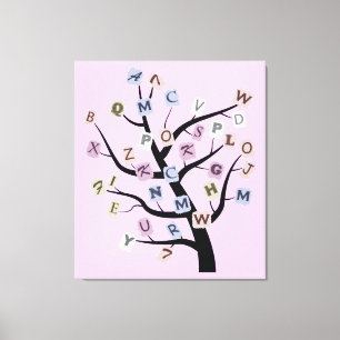 Alphabet ABC tree custom wrapped canvas print,