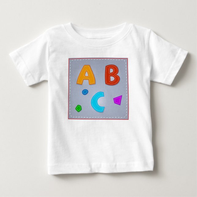 Alphabet ABC Vector Stitches Red Blue Purple Orang Baby T-Shirt (Front)