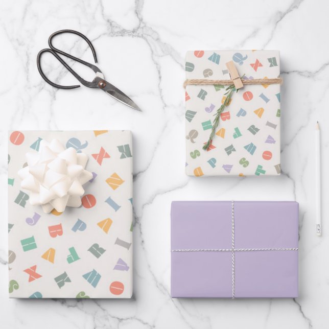 Alphabet ABCs Wrapping Paper Sheet (Front)
