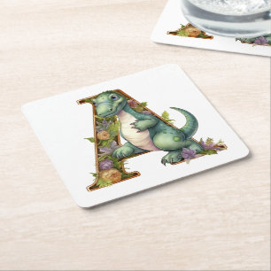 Alphabet Adventure: The Letter A with Iguanodon Square Paper Coaster